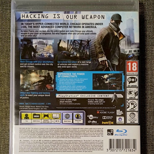 Watchdogs PlayStation 3 game used, complete and in excellent condition