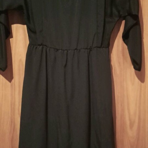 Satin dress with embroidered sheer bust and back like new, black, size M