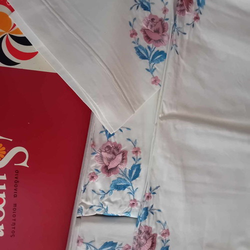 Bed sheets and pillowcases set 100% cotton double size new with machine embroidery