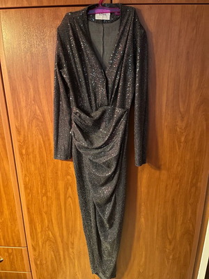 Zoya draped dress with deep neckline used, gray