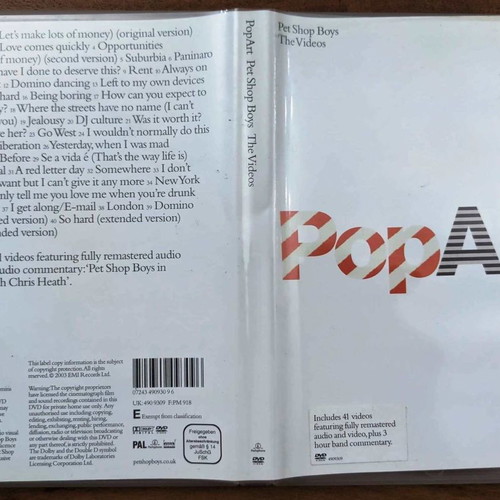Pet Shop Boys Pop Art The Videos DVD used, pop