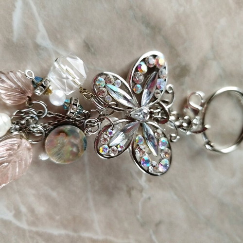 Butterfly keychain handmade new silver