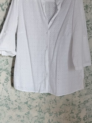 Walbusch white shirt size 44, cotton, 3/4 sleeve