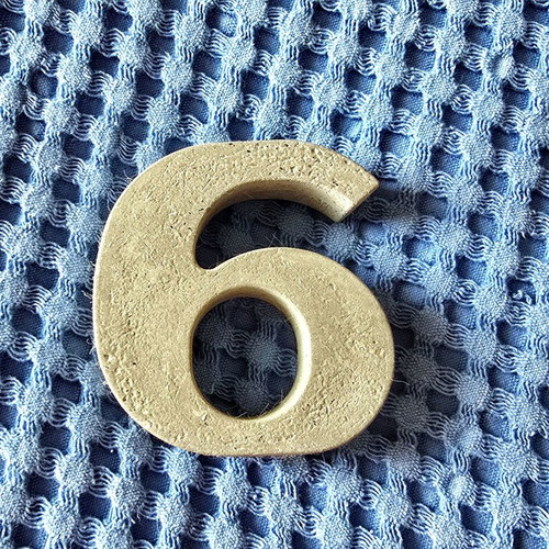 Handmade concrete number 6