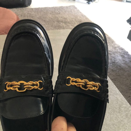 Mango loafers used black shiny leather size 39