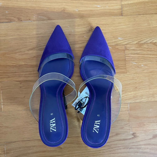 Zara purple velvet mules new, size 39