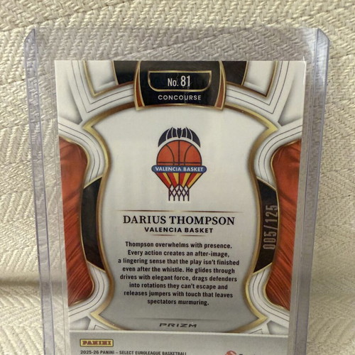 Panini Euroleague Select Darius Thompson 005/125 card like new