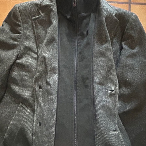 D’S Classic men’s coat used, wool blend charcoal tweed, size XL