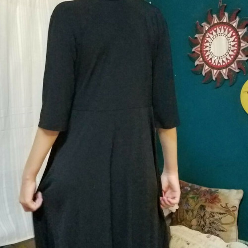 Zara black dress XL with deep neckline and neck tie, new