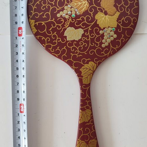 Authentic Japanese Hand Mirror Lacquerware Hourai