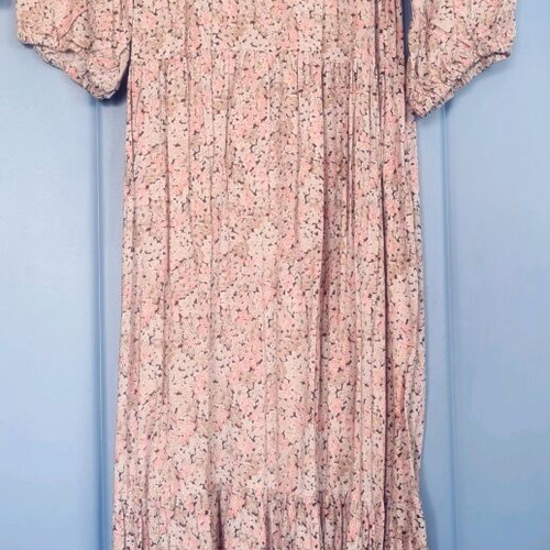 Floral long dress H&M like new, pink viscose