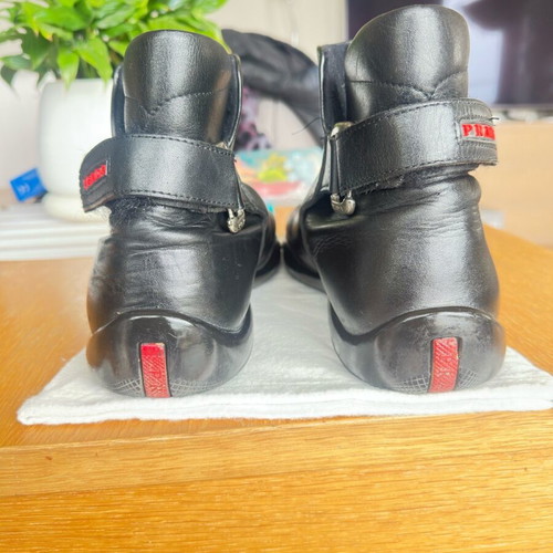Prada men's leather boots used, size 45, black