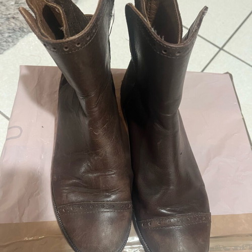 Massimo Dutti leather ankle boots size 35 like new dark brown