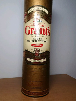 Grant's empty whisky box used without lid