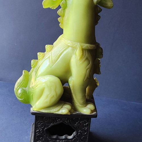 Foo Dogs pair vintage used faux jade guardian lions