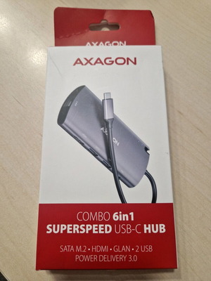 Axagon HMC-6M2 USB-C docking station με SATA M.2, HDMI, LAN, 2 θύρες USB