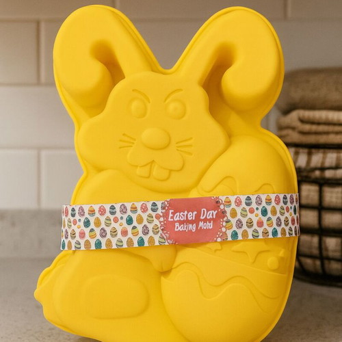 The Funny Bunny silicone mold for tsoureki and cake, new, yellow 20x30cm
