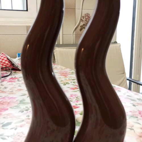 Ceramic candlesticks set like new, brown color