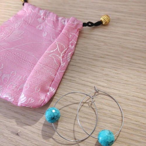 Silver earrings with semi-precious stones new, turquoise