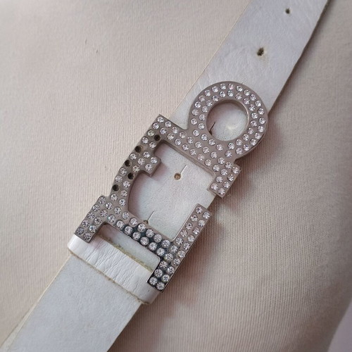 Rocco Barocco women's leather belt white used, size 110