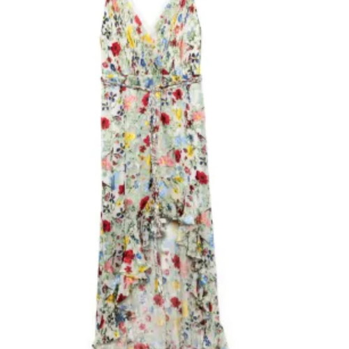 Alice and Olivia Asymmetric Silk Floral Midi Dress Like New