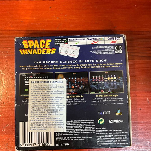 Space Invaders game for Gameboy Advance new, vintage rare
