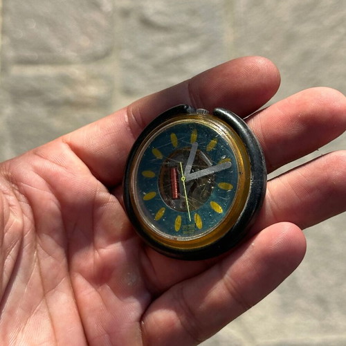 Vintage POP Swatch “Catcher in the Rhye” watch, blue and yellow