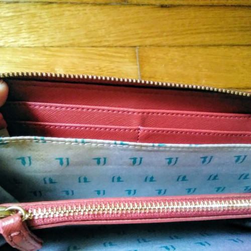 Trussardi Jeans large red leather wallet like new