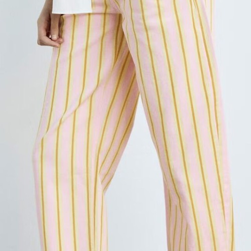 Baloon jeans with stripes size L, new, pink and yellow
