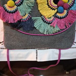 Vincent Camutto shoulder bag with woven fabric, like new, blue, boho style