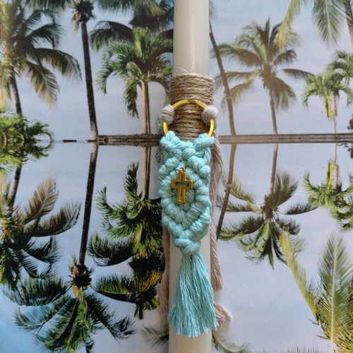 Handmade candle with macrame keychain new