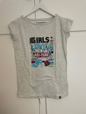 Adidas t-shirt used, grey, small with colorful print