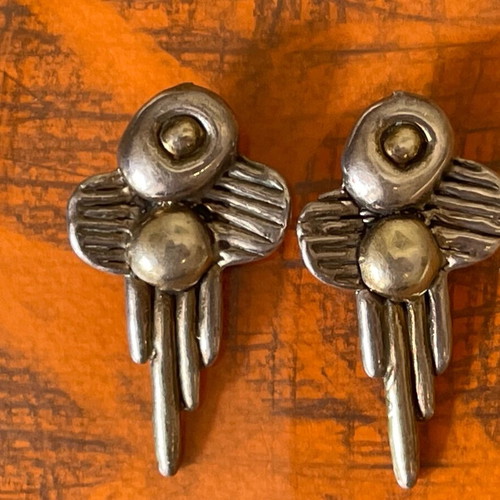 Silver earrings antique large branded used handmade 925