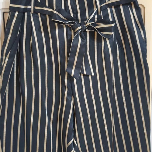 H&M High-Waisted Striped Pants Black-Gold Like New L-XL