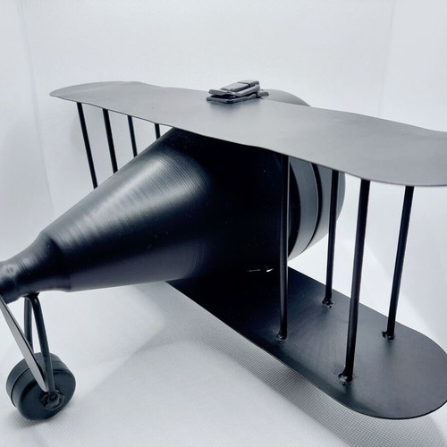 Table clock airplane metal like new, black