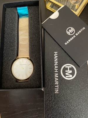 Ρολόι Hannah Martin unisex καινούργιο, χρυσαφί και ασημί