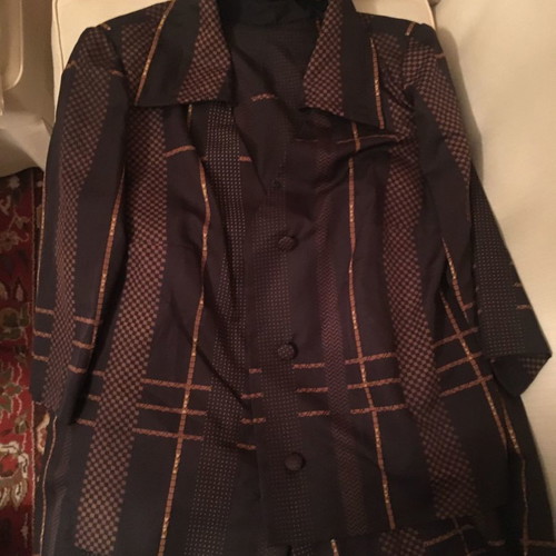 Brown women's fabric set handmade, size L, new, retro