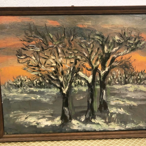 Vivienne oil painting 1971 "Hude park in winter", 44x54cm