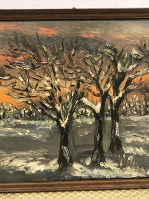 Vivienne oil painting 1971 "Hude park in winter", 44x54cm