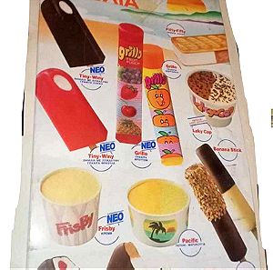 Σπάνια διαφημιστικη τσιγγινη ταμπέλα από την δέλτα με παγωτά δεκαετίας 60-70