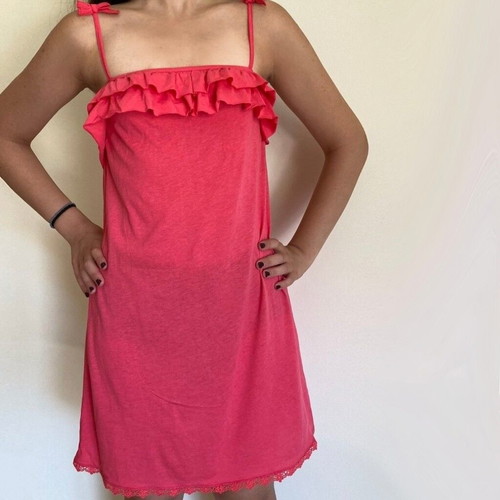 Benetton pink mini dress with ruffles like new