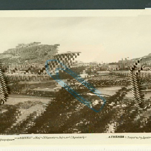 Παλιά καρτ ποστάλ Αθήνα Ναός Ολυμπίου Διός και Ακρόπολη μεταχειρισμένη δεκαετία 1930
