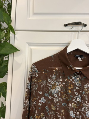Kensol shirt with floral motifs like new, brown, size M