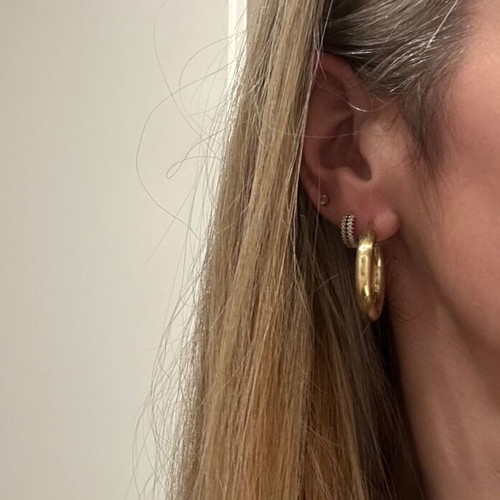 Silver gold-plated hoop earrings like new, 3cm diameter