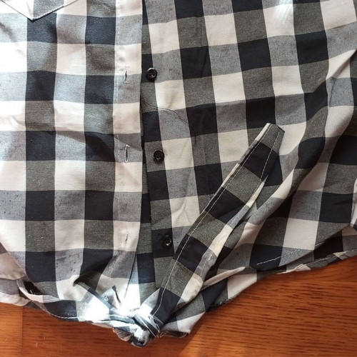 Massimo Life sleeveless shirt used, black and white gingham, cotton, size S