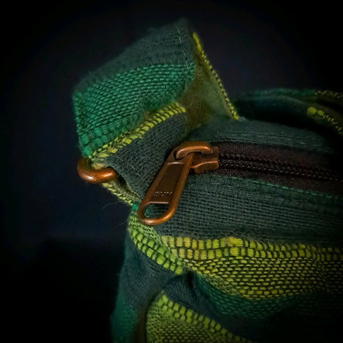 Cotton sling bag green with copper moon charm new