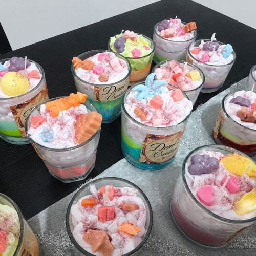 Handmade soy wax candles with pleasant aroma