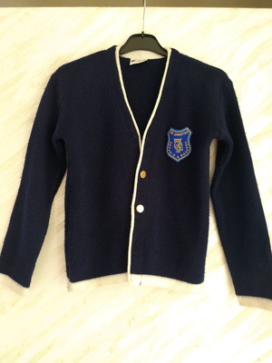 Spanou Knitwear school cardigan used with embroidered 2nd Palaiou Falirou school badge