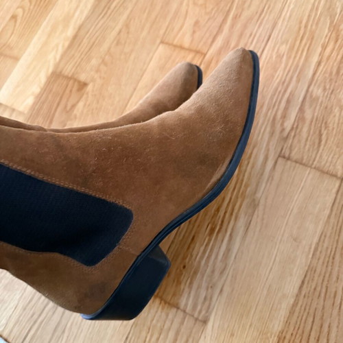 Zara suede brown ankle boots used, size 40 with elastic