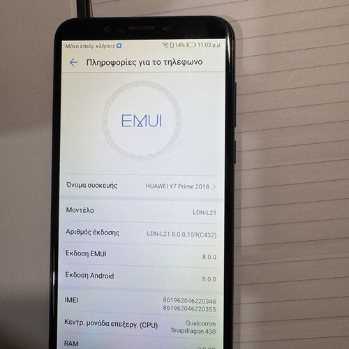 Huawei smartphone, fully functional, blue, Android